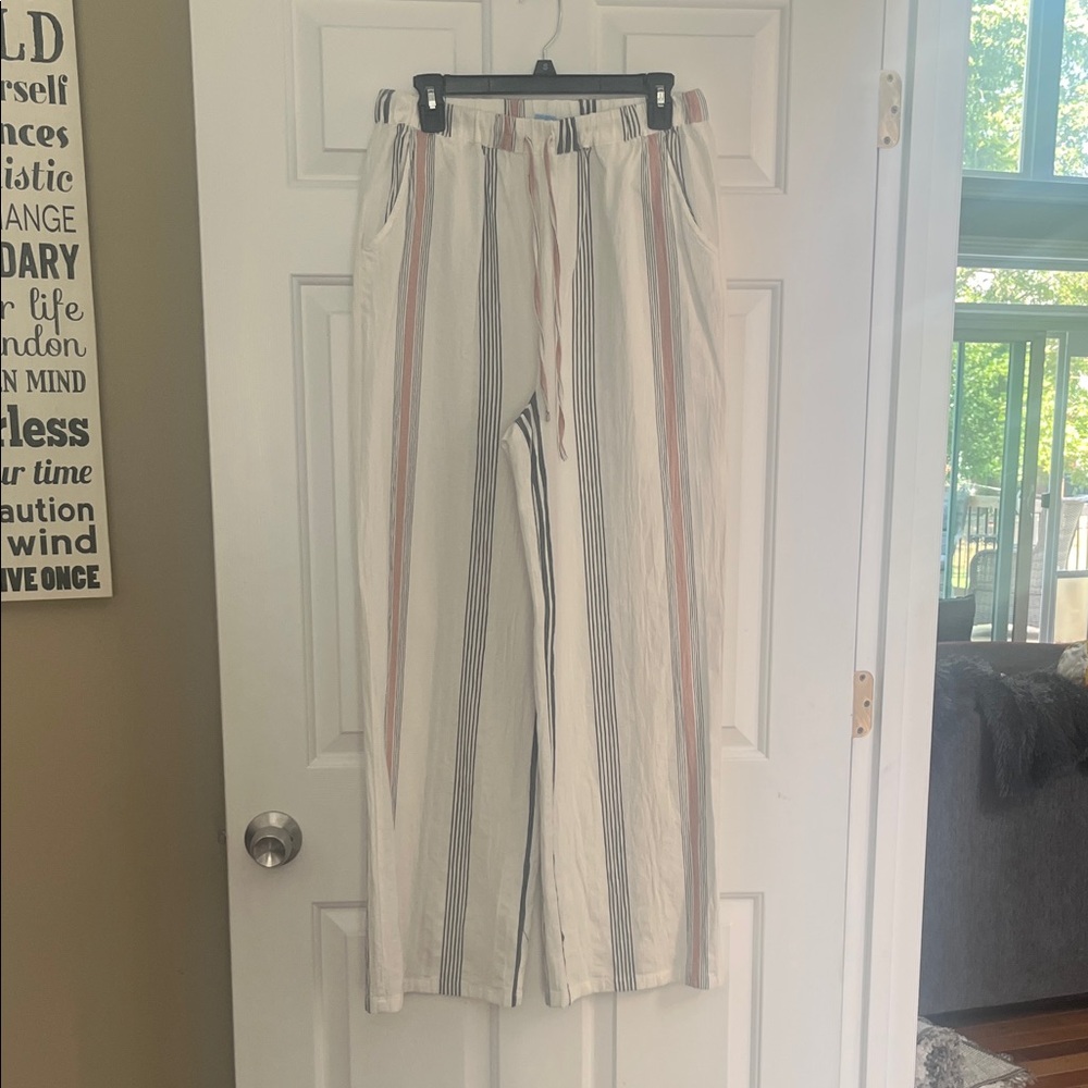 Stylish Women’s Striped Chinos in Cream and Multicolor